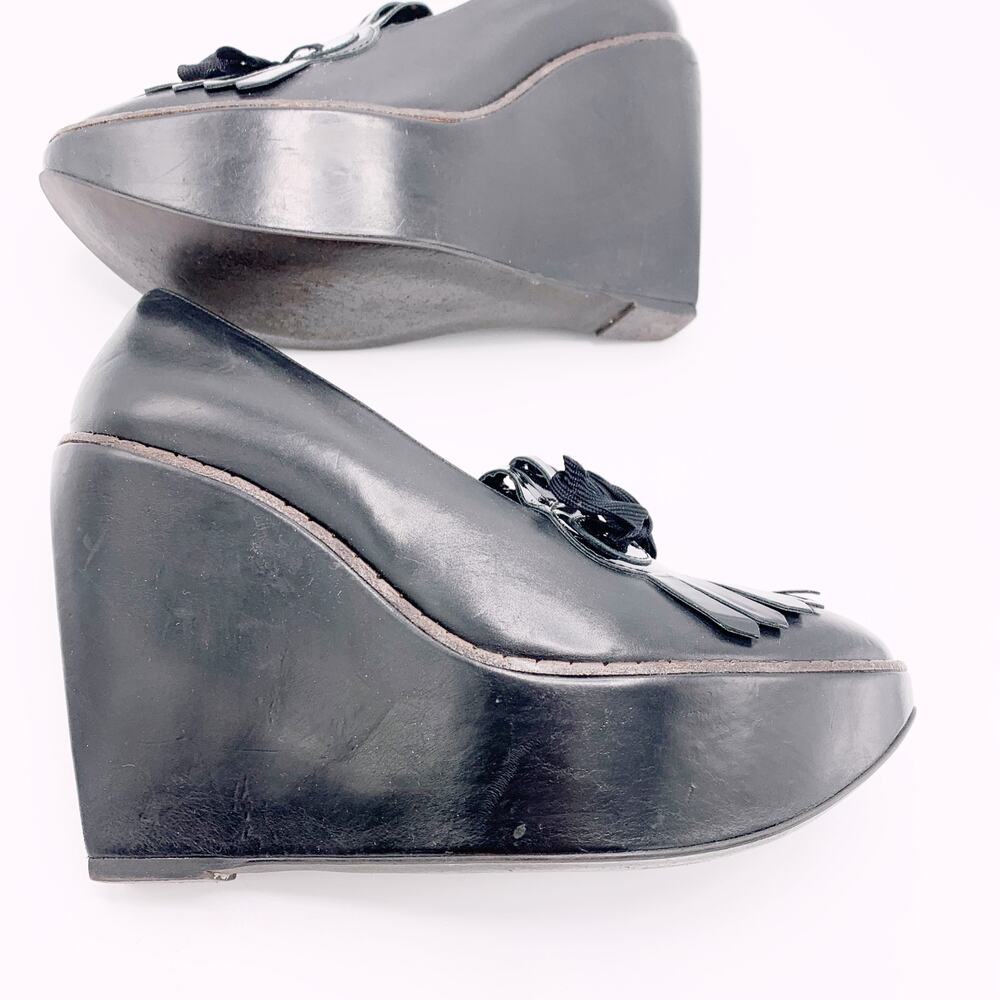 Robert Clergerie Fringe Platform Wedges - Picture 7 of 11